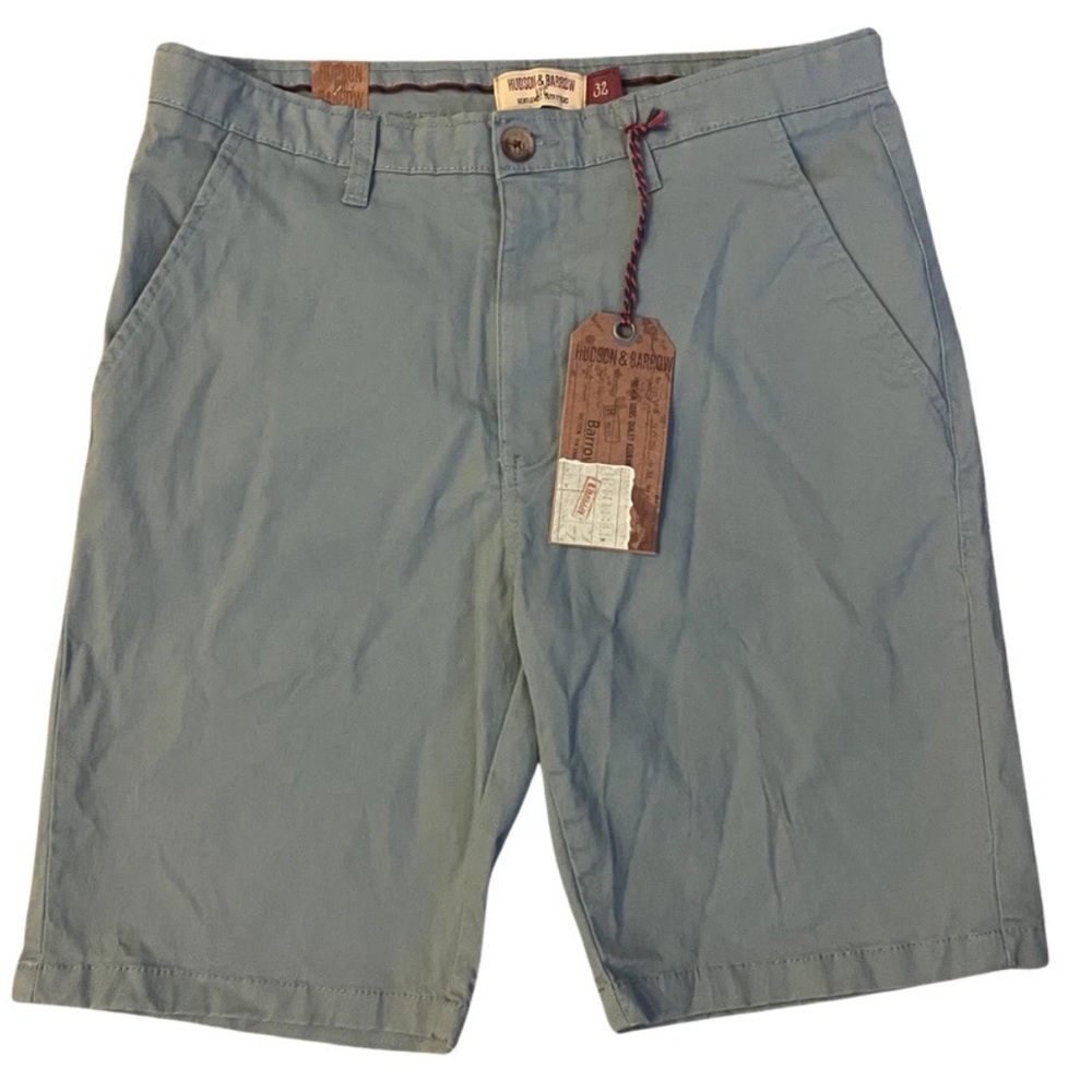 Men’s NWT Hudson & Barrow Bermuda Shorts Muted Dusty Blue Size 32